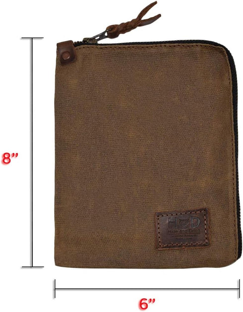 Hide & Drink Scribbler Case for Notebook, Handmade from Waxed Canvas (Fatigue)