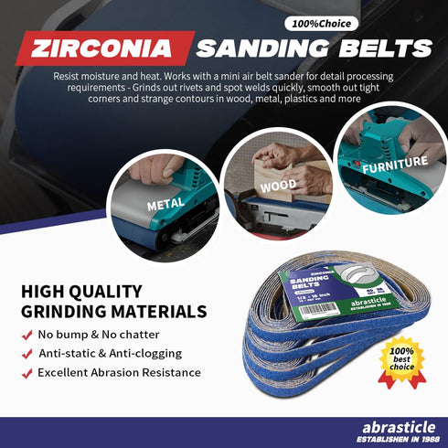 1/2" x 18" Zirconia Sanding Belts for Metal, 36 PCS 40 Grits Sand Paper, Perfect for Knife Blade Sharpening and