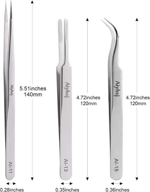 Aiyhsj 3PCS Set, Precision Tweezers Upgraded High-end Stainless Steel of Tweezer for Craft, Electronics, Soldering