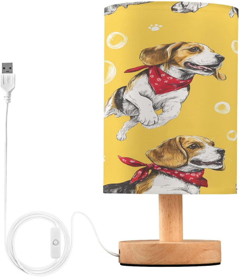 ALAZA Dogs Bubble Bedside Table Lamp with USB Port for Bedroom Nightstand