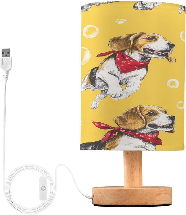 ALAZA Dogs Bubble Bedside Table Lamp with USB Port for Bedroom Nightstand