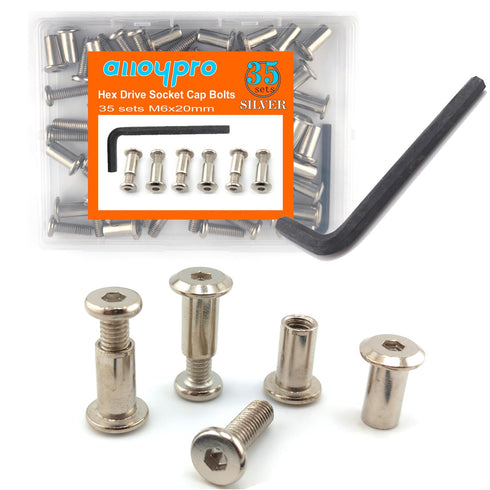 ALLOYPRO M6 x 3/4" Hex Drive Socket Cap Bolts Screws Kit, 35-Sets Binding