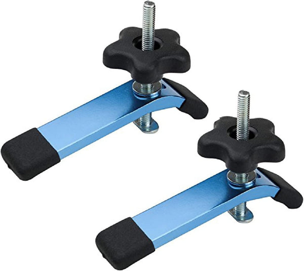 POWERTEC T-Track Hold Down Clamp, 71168, 5-1/2 L x 1-1/8 W, 2 Pack, Blue Black for Woodworking