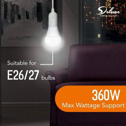 6-Pack 12 E26 Bulb Simple Deluxe Feet Extension Hanging Lantern Pendant Light Lamp Cord Cable Socket (no Included) Gear