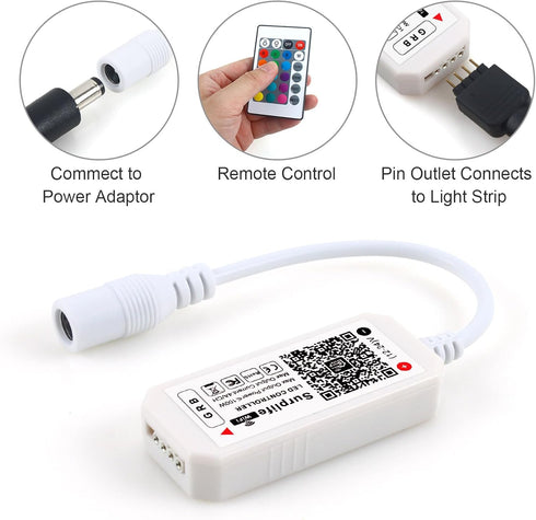 4 5V/12V/24V 5050 3528 5630 RGBZONE Pin WiFi RGB LED Controller, RF Wireless Remote Control, DC for RGB LED Strip