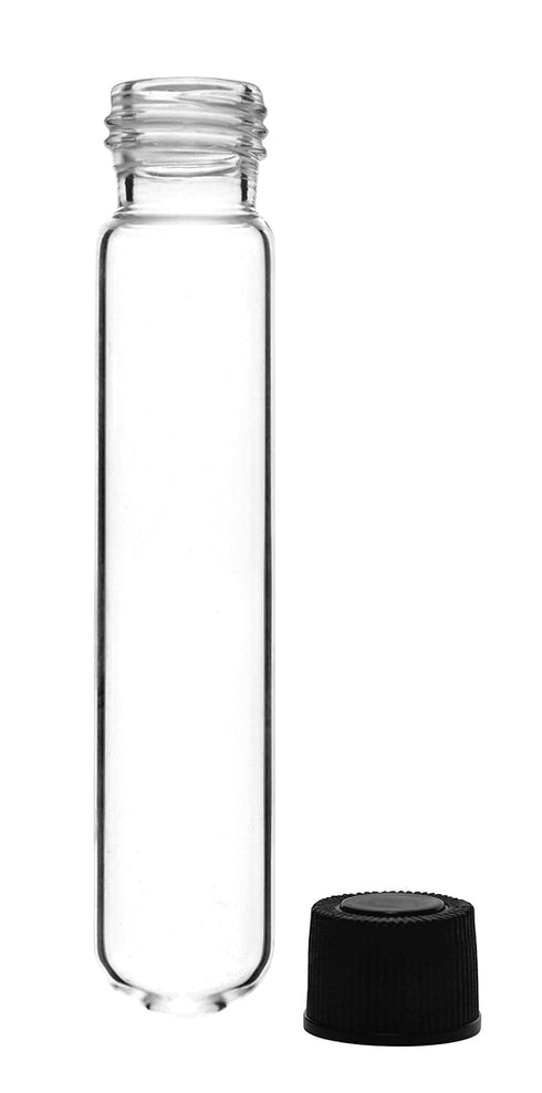 EISCO 12PK 30ml Test Tubes with Bakelite Screw Cap and Rubber Liner, Borosilicate Glass