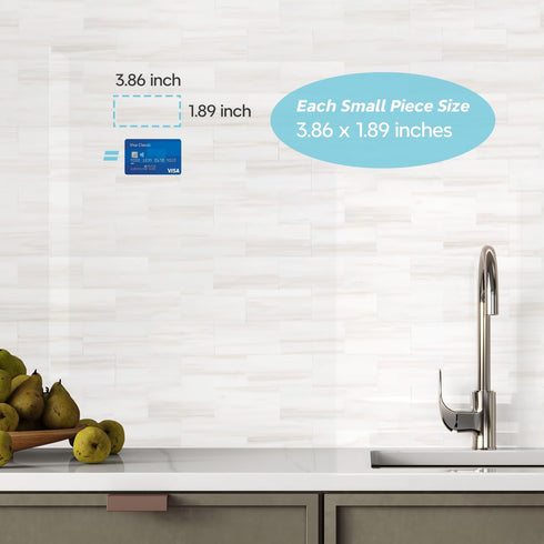 10-Sheet Seamless STICKGOO Subway Tile Peel and Stick Wall Tiles, Design Polished Dolomite Kitchen Backsplash, PVC