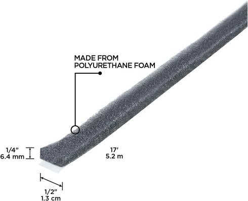 M-D Building Products 02071 1/4 in. x 1/2 in. x 17 ft. Gray Economy Foam Window Seal