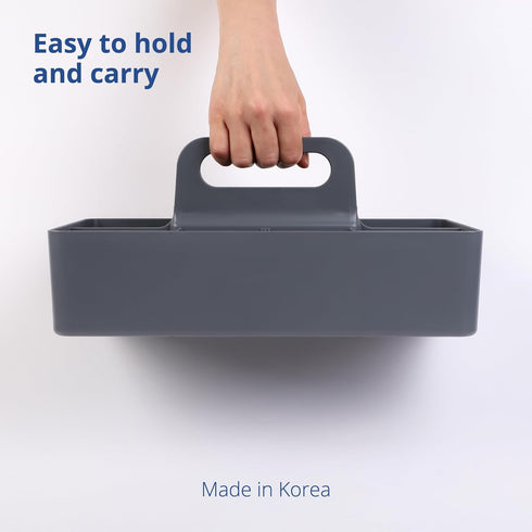 BLUE GINKGO Multipurpose Caddy Organizer, Stackable Plastic Caddy with Handle for Desk, Makeup, Classroom, Grey