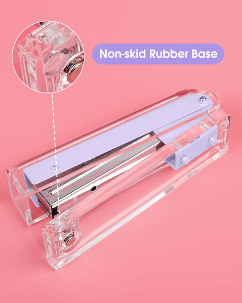 Clear Acrylic Stapler, Desktop Stapler, Elegant Modern Desk Accessory for Home, Office, or School