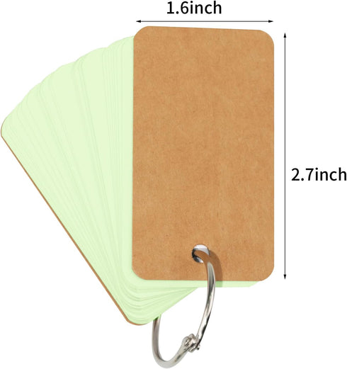 HSYMQ 6 Pack 300 2.7 1.6 Colored Flash Cards with Sheets Study Cards, * Blank Notecards with Binder Ring, for DIY