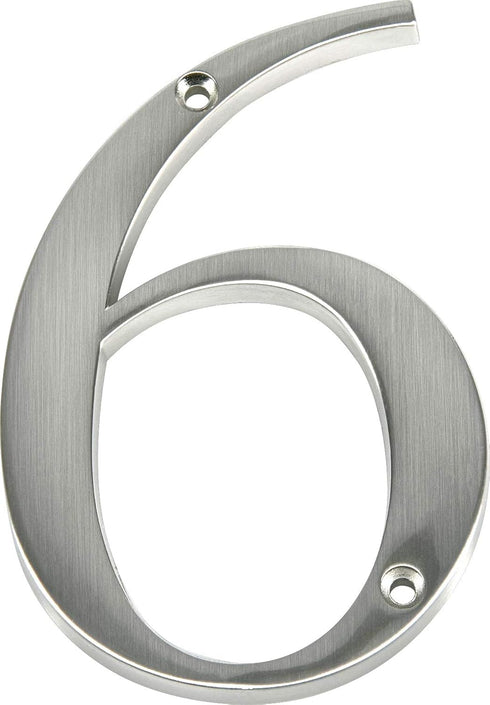 Distinctions by Hillman 843326 4-Inch Brushed Nickel Flush-Mount House Number 6