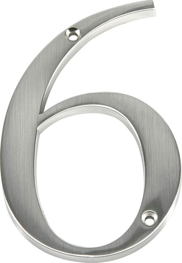Distinctions by Hillman 843326 4-Inch Brushed Nickel Flush-Mount House Number 6