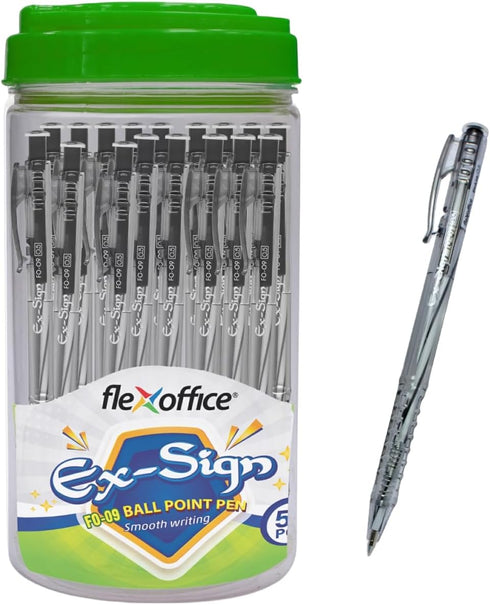Ballpoint Pens, Black Ink, 0.5mm Fine Point, 50 Count Pack, Quick Smooth Writing for School, Office Supplies