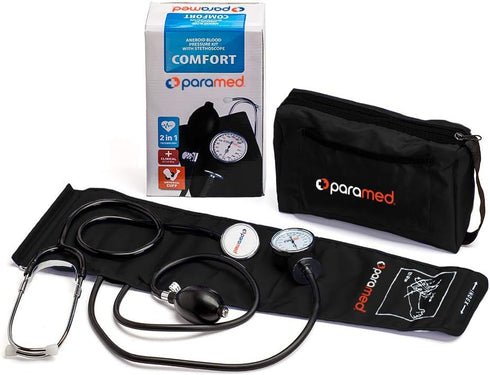 8.7-16.5" PARAMED Aneroid Sphygmomanometer with Stethoscope Manual Blood Pressure Cuff with Universal Cuff and D-Ring