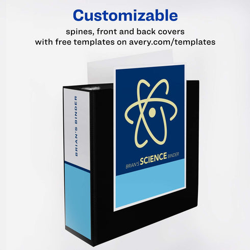 Avery Heavy-Duty View 3 Ring Binder - 4" One Touch Slant Rings, Holds 8.5" x 11" Paper, 2 Black Binders