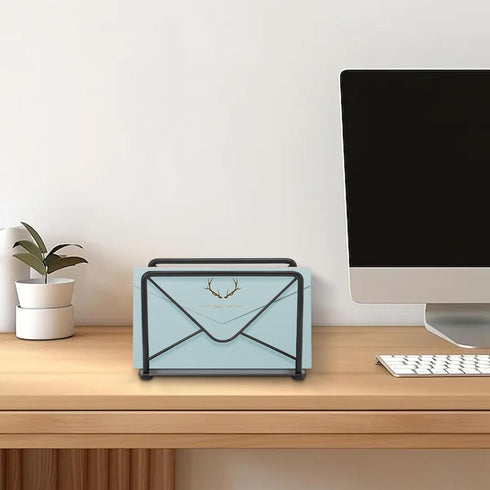 Modern Mail Holder for Home Office, Metal Letter Organizer Sorter for Desk, Bill Filling Paper Document Rack, Envelope