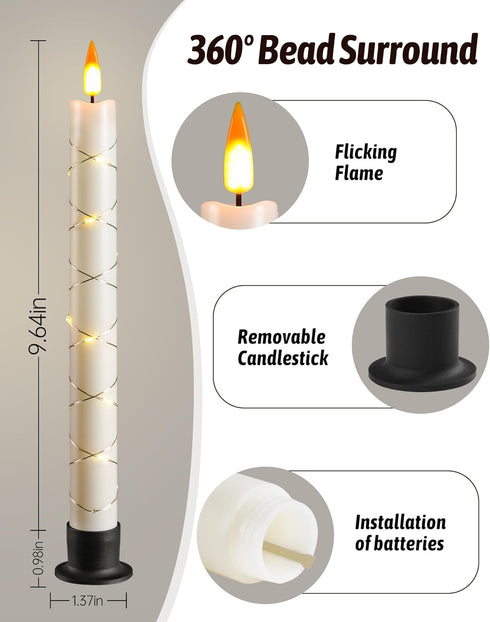 6 9.6" 6 Da by Flameless Window Candles with Remote Control & Timer, Surround String Lights, Battery Powered, Christmas