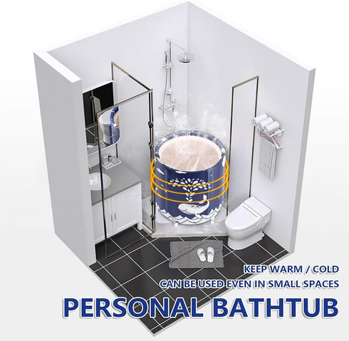 Whale-1) BESTHLS Foldable Bathtub Portable Soaking Bath Tub,Eco-Friendly Bathing Tub for Shower Stall (Blue