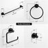 4-Piece Set, 24-Inch HIGHCRAFT Bathroom Accessory Matte Black Towel Bar, Towel Ring, Robe Hook & Toilet Paper Holder
