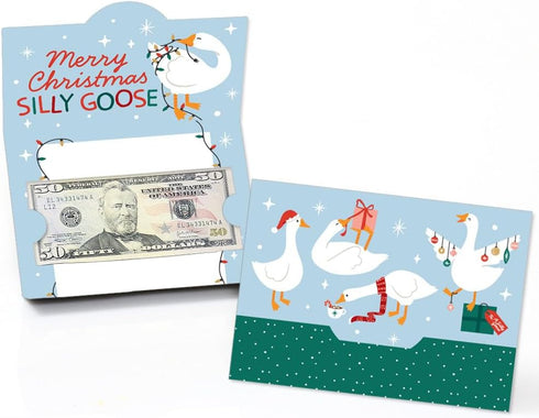 Big Dot of Happiness Christmas Silly Goose Money Cards for Cash with