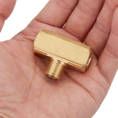 2 PCS Brass Pipe Fitting Barstock Male Branch Tee T Adapter 1/4" NPT Female x 1/4" NPT Male (Pack of 2)