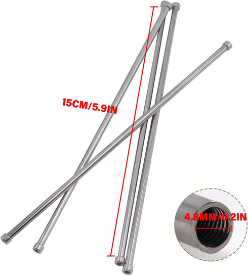 4 PCS Hollow Threaded Tube Stainless Steel 6 Inch Capillary Tube, Inner Threaded Rods, Metal Straight Pipe Fittings