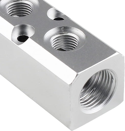 4 Way Pneumatic Manifold Air Distribution Block, G1/2 Supply Port, G1/4-Inch Output Port, Aluminum Alloy