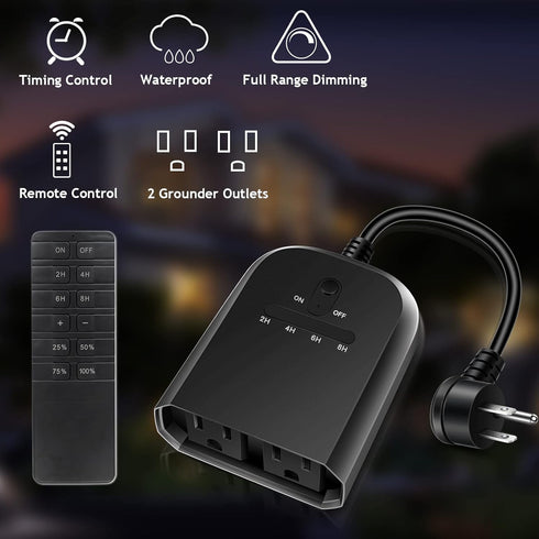 Dimmer Dimmer 100FT 2 Dimmable Bulb/Patio Outdoor for String Lights, Remote Control Light Plug in, Light Timer Outdoor