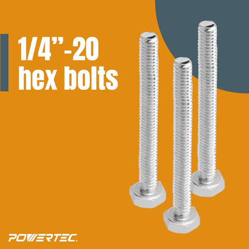 POWERTEC 71070 T Track Knob Kit, 12 Piece Set with 5 Star Knob, 1/4-20 Threaded Bolts, Washers, T Track Accessories