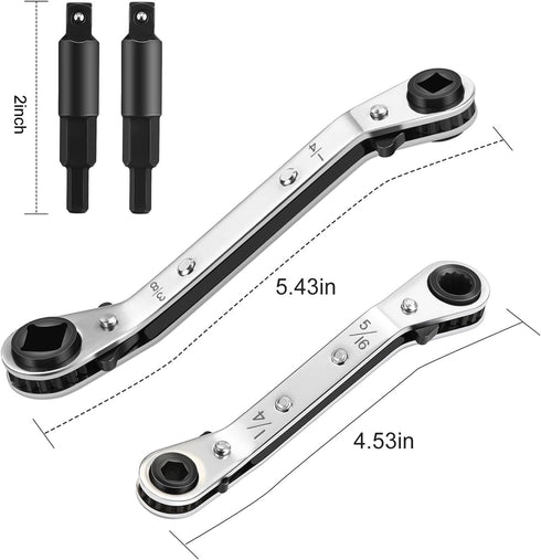 WADEO HVAC Service Wrench Set: 4 Sizes, Hex Bit Adapter for Air Conditioning and Refrigeration Repair