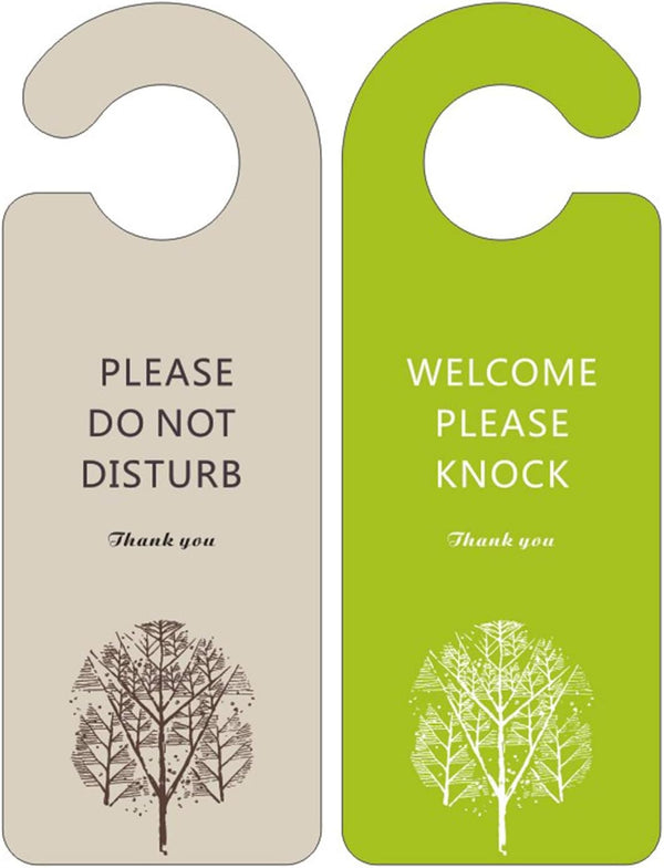 Do Not Disturb Door Hanger Sign, Please Do Not Disturb Door Knob Sign for Office, Home, Clinic, 2 Pack (Grey and Green)