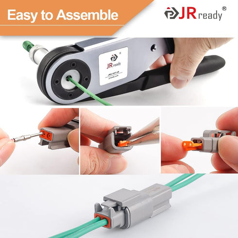 JRready ST6141 DTM Connector Kit, 2-12 Pin Grey IP67 Waterproof Connectors with 35 Pairs Barrel Style Solid Contacts
