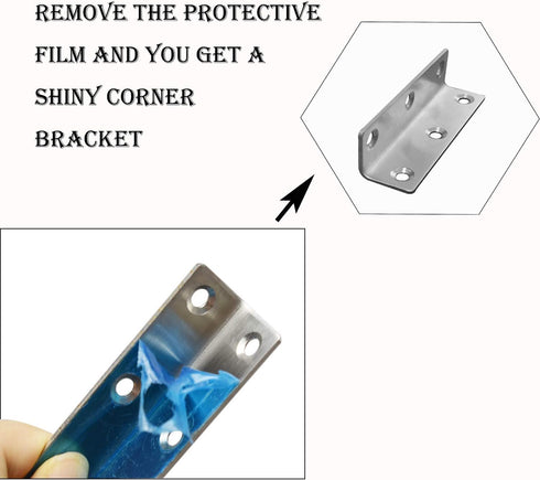 Evadow 20Pcs 3.14" Stainless Steel Corner Braces Heavy Duty Inside Corner Brackets, Right Angle Support Shelf Bracket