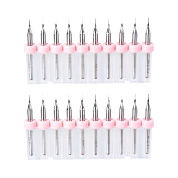 uxcell 0.15mm Tungsten Carbide PCB Drill Bits, 1/8 Inch Shank, 2 Set (20 Pcs) for Jewelry CNC Engraving