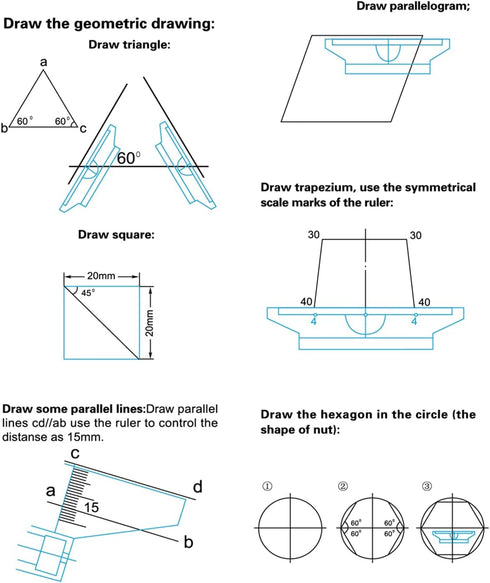 QMQJIA Portable Universal Multi-Purpose Rolling Ruler Drawing Parallel Compass-Ruler School Stationery Protractor