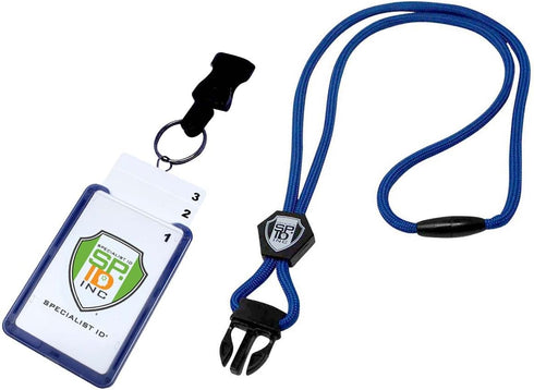 Specialist ID Vertical Top Load Badge Holder, Hard Plastic with Heavy Duty Breakaway Lanyard, Royal Blue