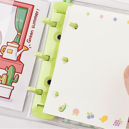 Mini Transparent Binder Notebooks with Keychain, Soft Plastic PVC, 3 Round Rings, Binder Planner Cover with Inner Papers