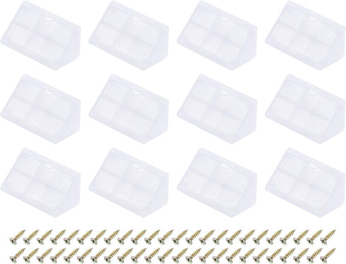 uxcell 12 Pcs 90 Degree Plastic Corner Braces, 20x42x20mm Shelf Right Angle