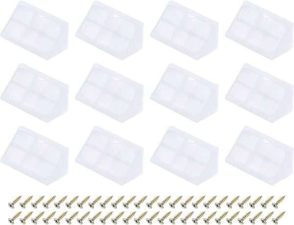 uxcell 12 Pcs 90 Degree Plastic Corner Braces, 20x42x20mm Shelf Right Angle