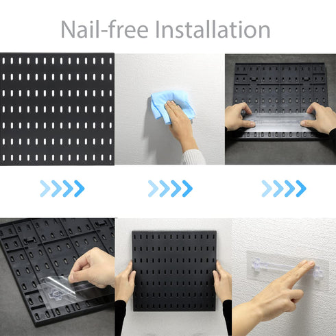 Pegboard Combination Kit for Wall Organizer, 4 Pieces Black Pegboards with 14 Accessories for Kitchen, Bedroom, Office