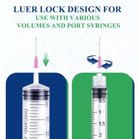 100Pcs 18G 1.5 Inch (38MM) Luer Lock Needle for Measuring, Refilling Ink, Industrial and Crafts Individually Packed