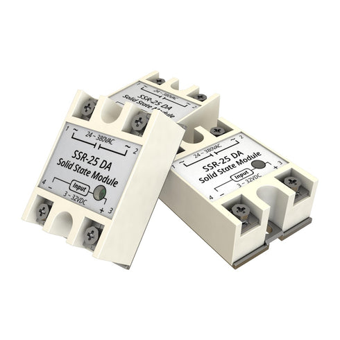 3PCS SSR-25DA Single Phase Solid State Relay, Input 3-32V DC, Output 24-380V AC, 25A
