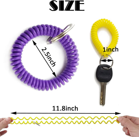 TIHOOD 100PCS Wristlet Keychains, Stretchable Plastic Wrist Keychain Bracelet for Office, Workshop, Outdoor Sport