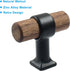 Piutouyar 4 Pack 40mm/1.57" Walnut Cabinet Pulls, Single Hole Wood Drawer Handle Knobs, T Bar Knob Pull Handles