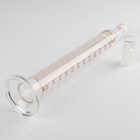 stonylab 250 ml Measuring Cylinder with Stopper, Heavy Wall Borosilicate Glass, Graduated with 24/40 Joint