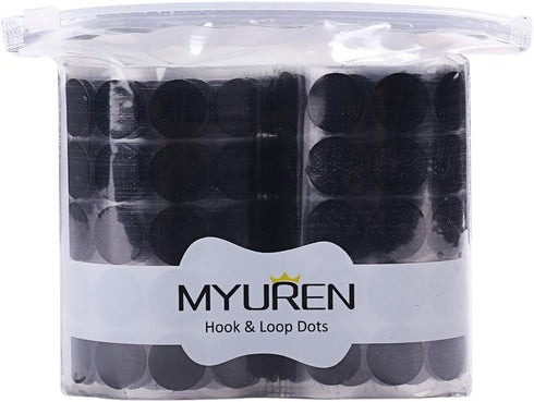 Black Self Adhesive Dots, 1000pcs (500 Pairs) 3/5" Diameter Hook and Loop Dots for School and Office
