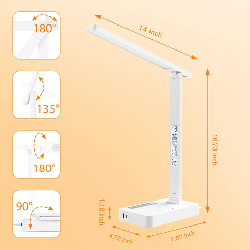 1 1 2 LAOPAO Desk Lamp with USB Charging Port: Power Strip with Surge Protection - Type-C, USB-A Charging Port, AC
