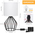 HAITRAL Modern Bedside Table Lamp - Minimalist Small Lamp with Hollowed Out Base Linen Fabric Shade,Metal Nightstand