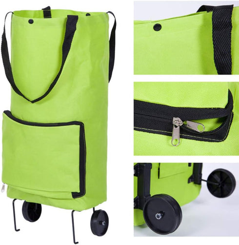 Folding Shopping Cart with Wheels Foldable Grocery Cart on Wheels Trolley Shopping Bag Expandable Rolling Hand Pulling